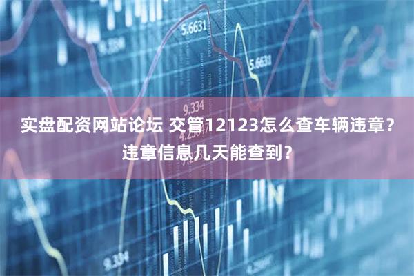 实盘配资网站论坛 交管12123怎么查车辆违章？违章信息几天能查到？